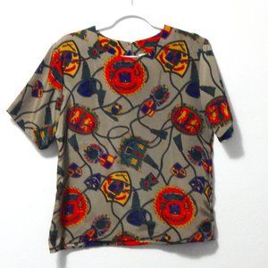 Vintage Sara Stephen Coat Of Arms Blouse